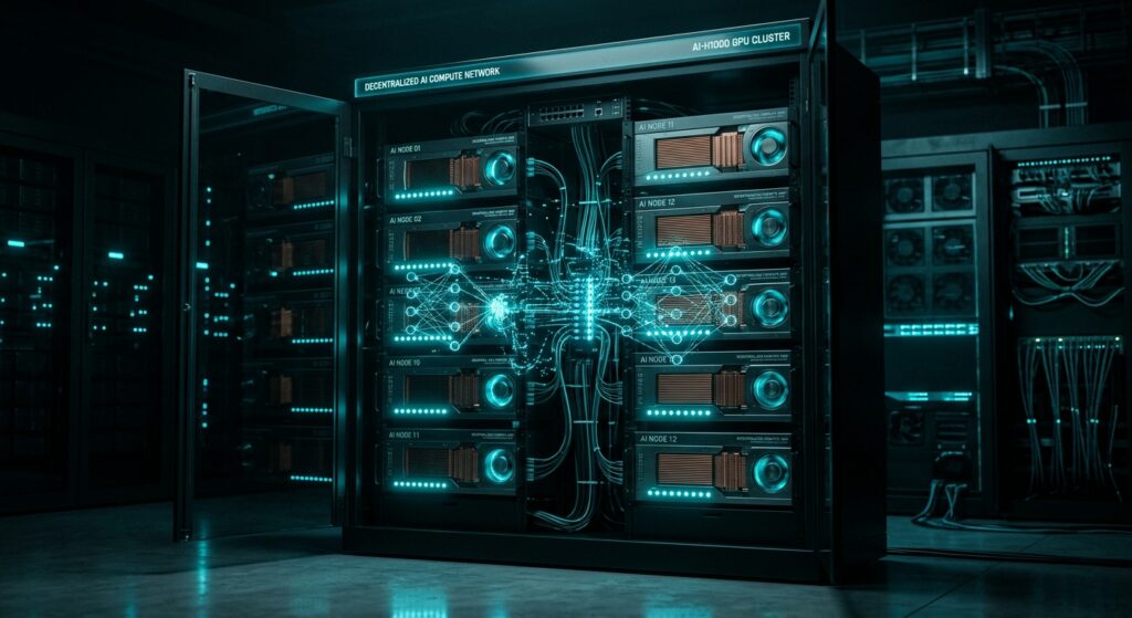 Decentralized GPU compute node infrastructure powering machine learning models.