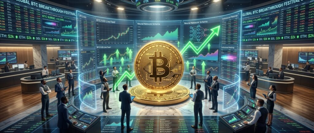 Institutional Bitcoin ETF inflows and market growth metrics.